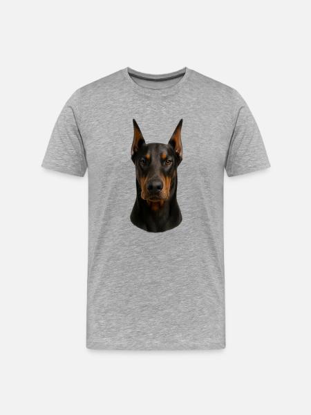 Doberman Head Portrait - Men's Premium Organic T-Shirt - heather grey