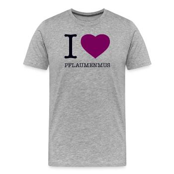 J’adore la confiture de prunes - T-shirt bio Premium Homme - gris chiné - Devant - Damien (186cm)