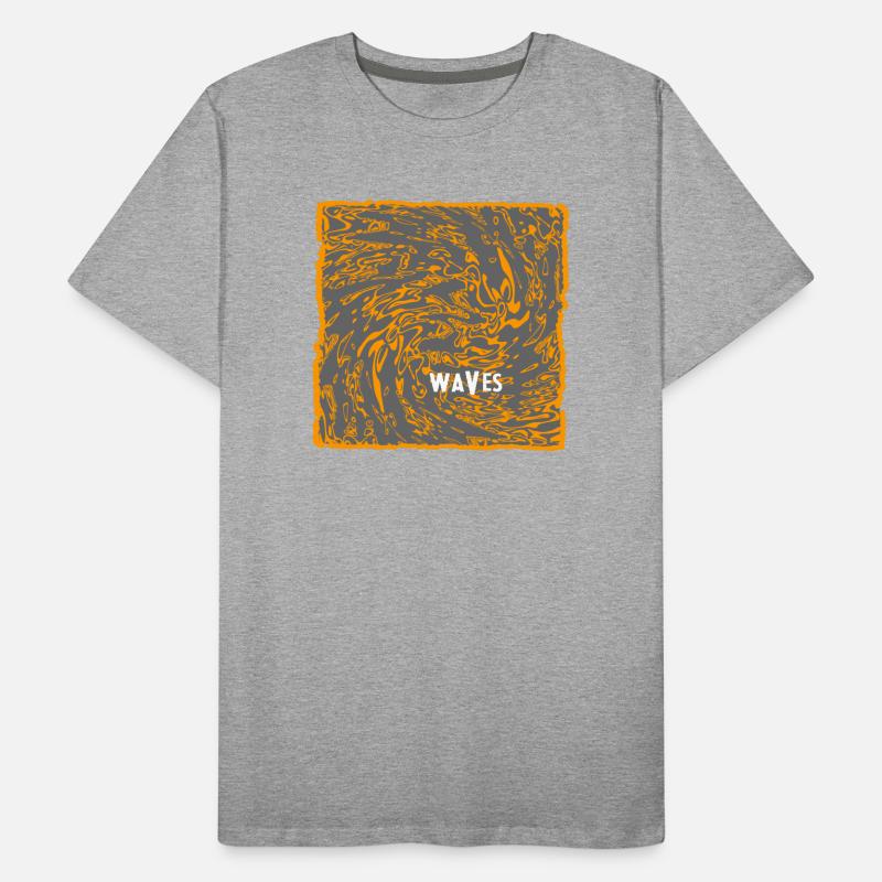 Orange Wave Pattern Art Men's Premium Organic T-Shirt