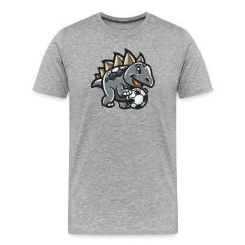 Stegosaurus dessin animé football - T-shirt bio Premium Homme - gris chiné - Devant - Damien (186cm)