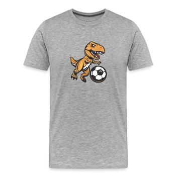 T-Rex Dino Football - T-shirt bio Premium Homme - gris chiné - Devant - Damien (186cm)