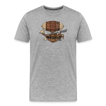 Steampunk Airship - Men's Premium Organic T-Shirt - heather grey - Front - Damien (186cm)