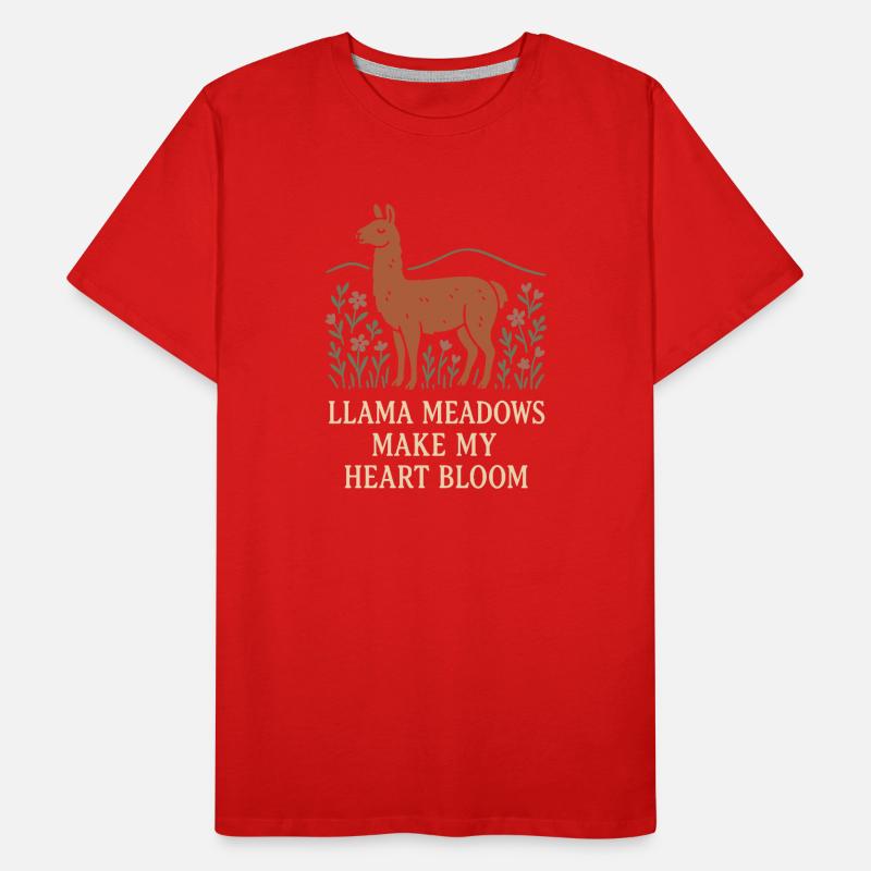 Cottagecore Lama Ästhetisches Süßes Nutztier Männer Premium Bio T-Shirt