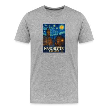 Manchester England - Men's Premium Organic T-Shirt - heather grey - Front - Damien (186cm)