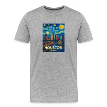 Houston, Texas - T-shirt bio Premium Homme - gris chiné - Devant - Damien (186cm)