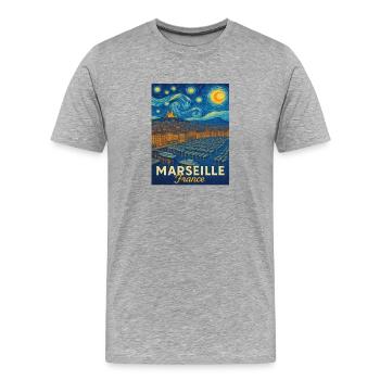 Marseille Frankreich - Männer Premium Bio T-Shirt - Grau meliert - Vorne - Damien (186cm)