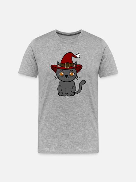 Noël chat - T-shirt bio Premium Homme - gris chiné