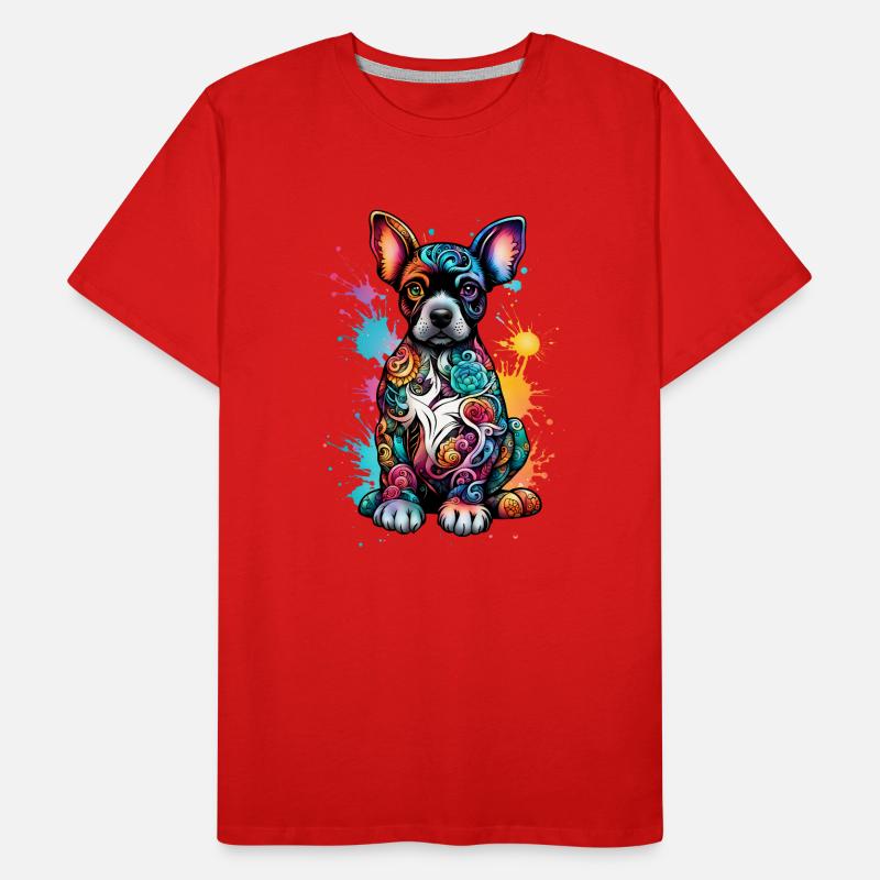 Chien coloré avec éclaboussure de peinture T-shirt bio Premium Homme