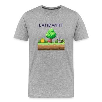 Farmer Pixel World Rural Scene - Men's Premium Organic T-Shirt - heather grey - Front - Damien (186cm)