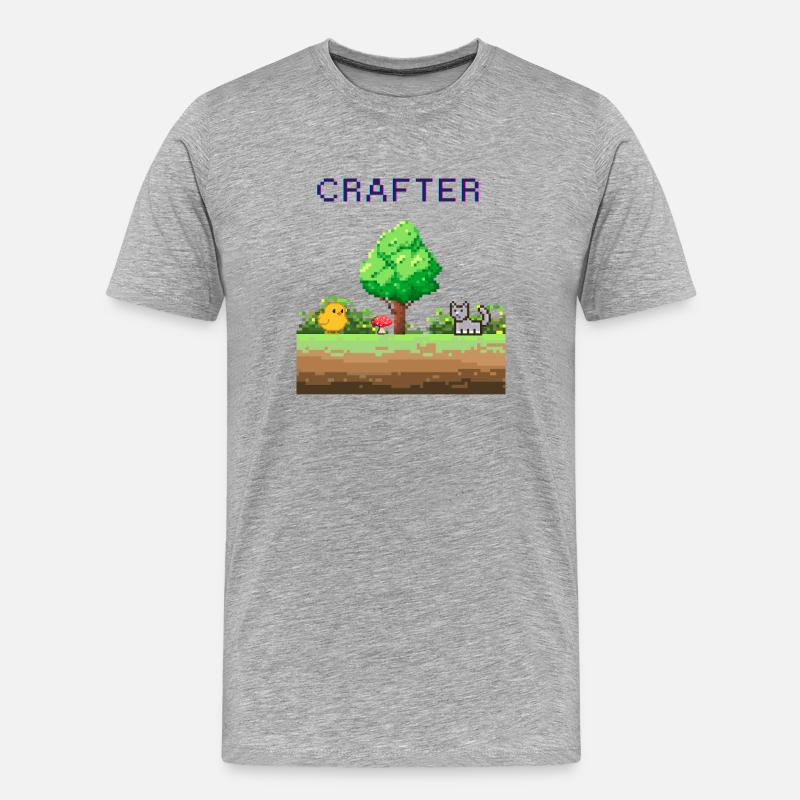 Pixel Crafter Waldabenteuer - Männer Premium Bio T-Shirt - Grau meliert