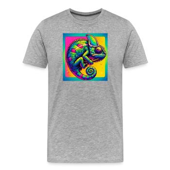 caméléon - T-shirt bio Premium Homme - gris chiné - Devant - Damien (186cm)