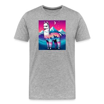 Alpaka - Männer Premium Bio T-Shirt - Grau meliert - Vorne - Damien (186cm)