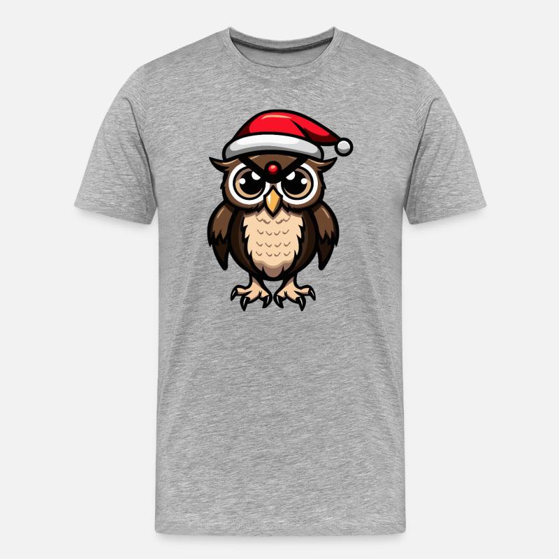Eule Weihnachten - Männer Premium Bio T-Shirt - Grau meliert