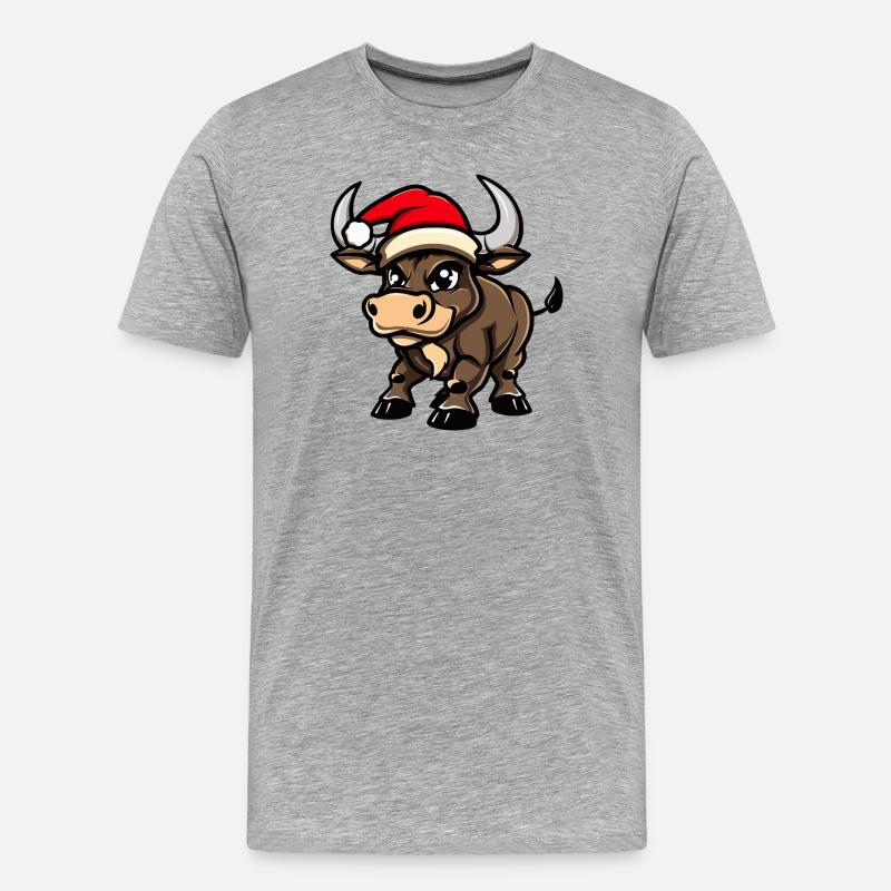 Stier Weihnachten - Männer Premium Bio T-Shirt - Grau meliert