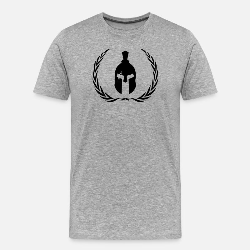 Spartaner Helm Gladiator Kranz - Männer Premium Bio T-Shirt - Grau meliert