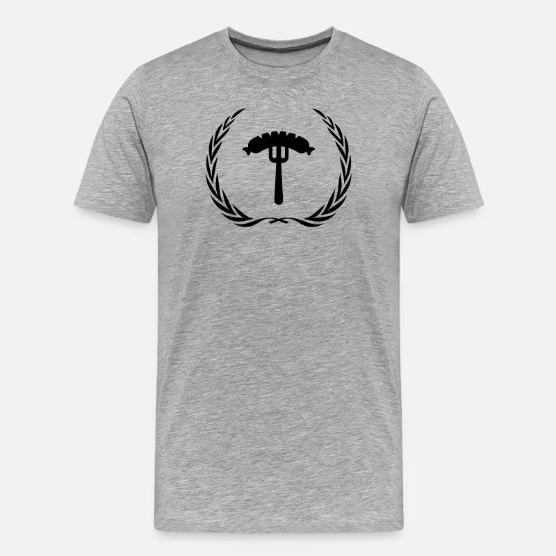 Wurst Gabel Würstchen - Männer Premium Bio T-Shirt - Grau meliert