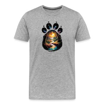 Paysage naturel en empreinte de patte la nuit avec - T-shirt bio Premium Homme - gris chiné - Devant - Damien (186cm)
