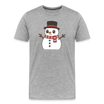 Bonhomme de neige - T-shirt bio Premium Homme - gris chiné - Devant - Damien (186cm)