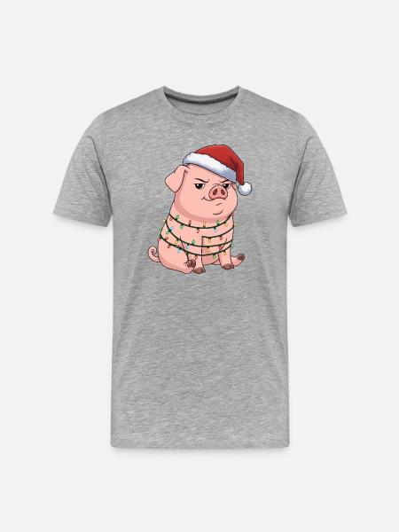 Grumpy Pig Christmas Clumsy Santa Funny - Men's Premium Organic T-Shirt - heather grey
