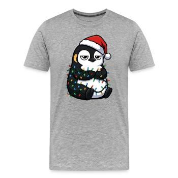Mürrischer Pinguin Weihnachten Clumsy Santa Verhed - T-shirt bio Premium Homme - gris chiné - Devant - Damien (186cm)