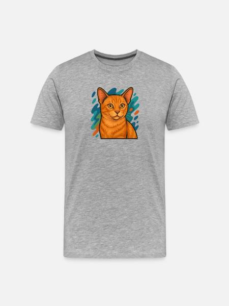 Illustration de chat mannois - T-shirt bio Premium Homme - gris chiné