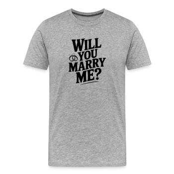 Veux-tu m'épouser? - T-shirt bio Premium Homme - gris chiné - Devant - Damien (186cm)