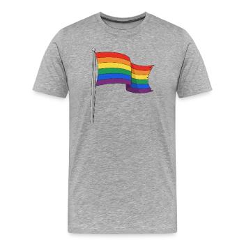Rainbow flag curvy tracks - Men's Premium Organic T-Shirt - heather grey - Front - Damien (186cm)