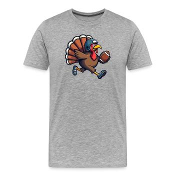 Thanksgiving Football Truthahn - Männer Premium Bio T-Shirt - Grau meliert - Vorne - Damien (186cm)