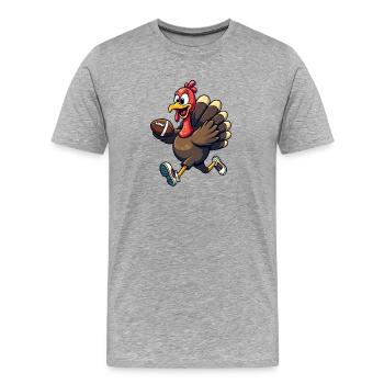 Thanksgiving Football Truthahn - Männer Premium Bio T-Shirt - Grau meliert - Vorne - Damien (186cm)