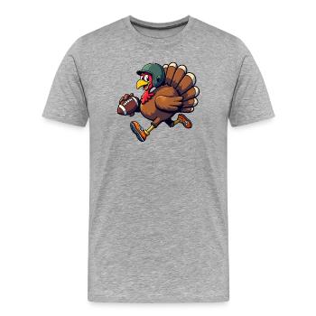 Thanksgiving Football Truthahn - Männer Premium Bio T-Shirt - Grau meliert - Vorne - Damien (186cm)