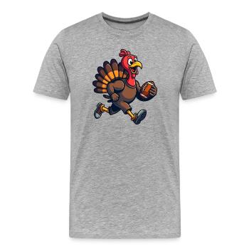 Thanksgiving Football Truthahn - Männer Premium Bio T-Shirt - Grau meliert - Vorne - Damien (186cm)