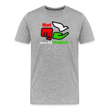 Mut power Möglich - Männer Premium Bio T-Shirt - Grau meliert - Vorne - Damien (186cm)