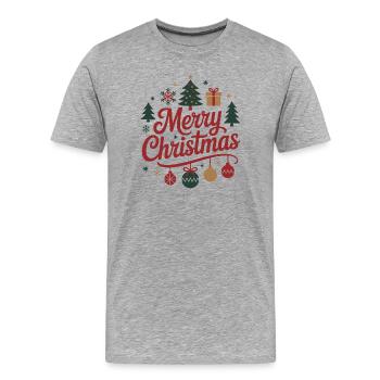 Merry Christmas lettering with baubles - Men's Premium Organic T-Shirt - heather grey - Front - Damien (186cm)