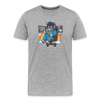 Cool streamer playing games - Men's Premium Organic T-Shirt - heather grey - Front - Damien (186cm)