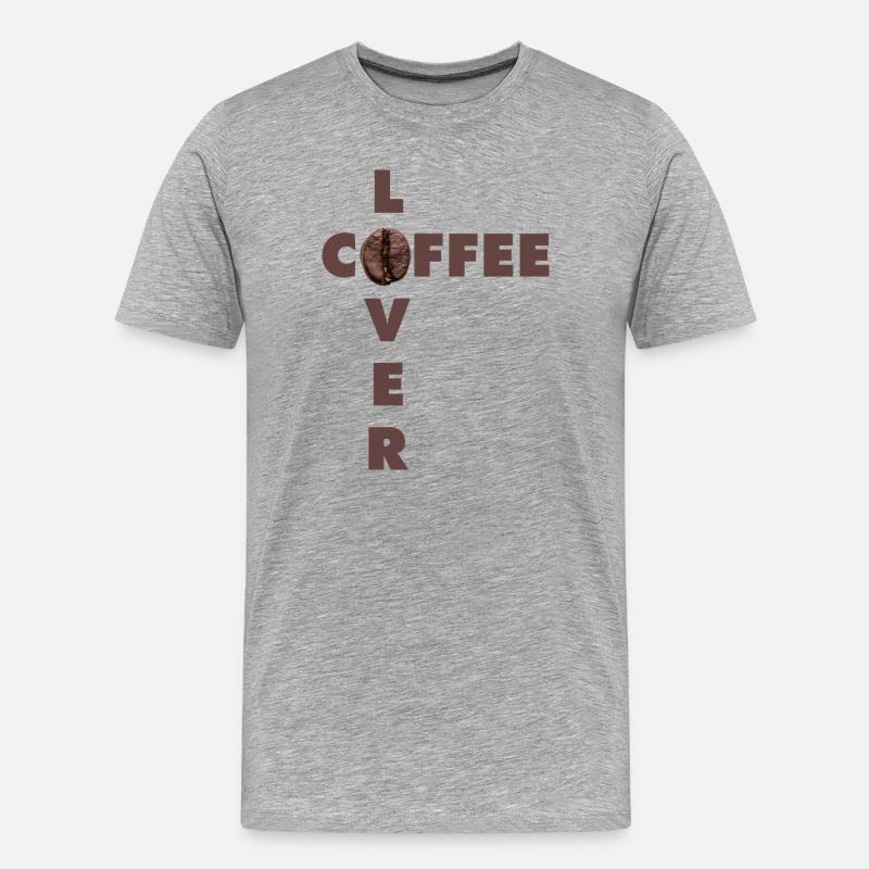 Kaffeeliebhaber-Design mit echter Bohne - Männer Premium Bio T-Shirt - Grau meliert
