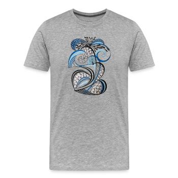 Blue Black Swirl Leaves - Men's Premium Organic T-Shirt - heather grey - Front - Damien (186cm)