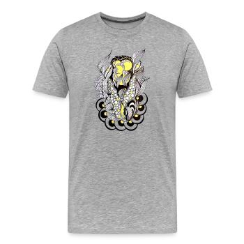 Abstraction botanique jaune - T-shirt bio Premium Homme - gris chiné - Devant - Damien (186cm)