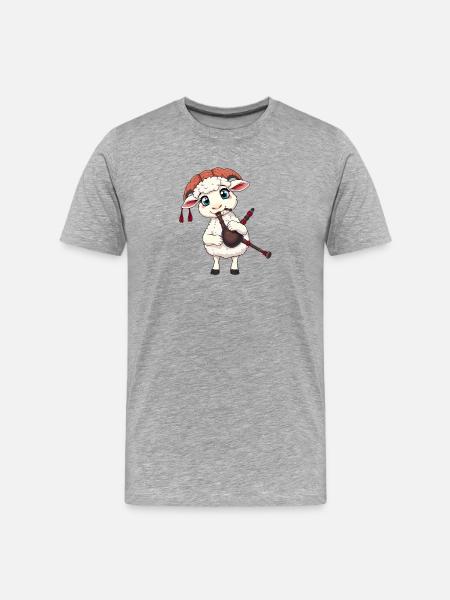 Musician lamb with bagpipes - Men's Premium Organic T-Shirt - heather grey