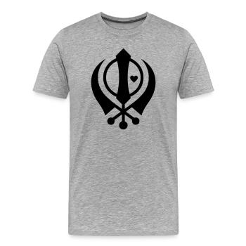 Sikh Khanda Symbol with Heart | Faith & Love - Men's Premium Organic T-Shirt - heather grey - Front - Damien (186cm)