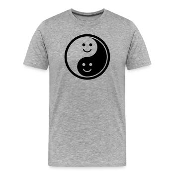 Yin Yang avec Smileys | Symbole de solde positif - T-shirt bio Premium Homme - gris chiné - Devant - Damien (186cm)