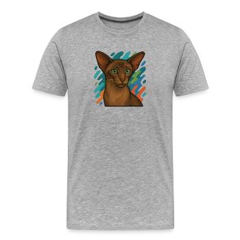 Orientalische Kurzhaarkatze Illustration - Männer Premium Bio T-Shirt - Grau meliert - Vorne - Damien (186cm)