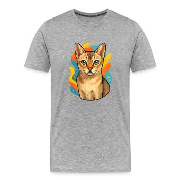 Explosion de couleurs de chat de Singapura - T-shirt bio Premium Homme - gris chiné - Devant - Damien (186cm)