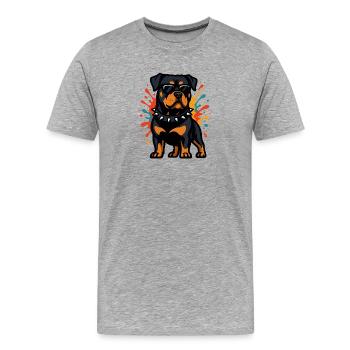 Rottweiler dog with color explosion - Men's Premium Organic T-Shirt - heather grey - Front - Damien (186cm)