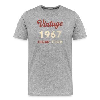 Vintage 1967 Cigar Club Rétro Année de naissance - T-shirt bio Premium Homme - gris chiné - Devant - Damien (186cm)