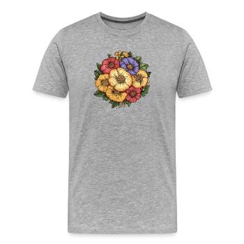 Blumenbouquet Skizzenstil - Männer Premium Bio T-Shirt - Grau meliert - Vorne - Damien (186cm)