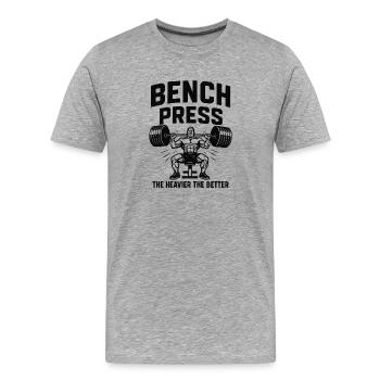 Bankdrücken mit stärkeren Zuwächsen - Männer Premium Bio T-Shirt - Grau meliert - Vorne - Damien (186cm)