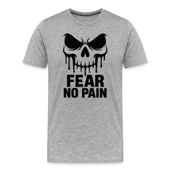 Fürchte dich nicht vor Schmerzen Skull Gym Motivation - Männer Premium Bio T-Shirt - Grau meliert - Vorne - Damien (186cm)