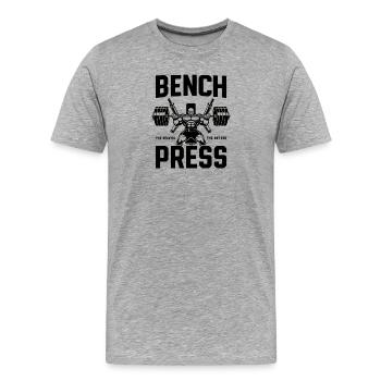 Bench Press Barbell Emblem - Men's Premium Organic T-Shirt - heather grey - Front - Damien (186cm)