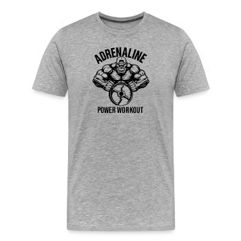 T-shirt d’entraînement Adrenaline Power - T-shirt bio Premium Homme - gris chiné - Devant - Damien (186cm)