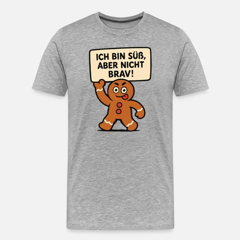 Ich bin süß, aber nicht brav - Männer Premium Bio T-Shirt - Grau meliert